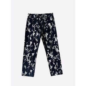 Louis Vuitton Blue & White Leaf Jeans
